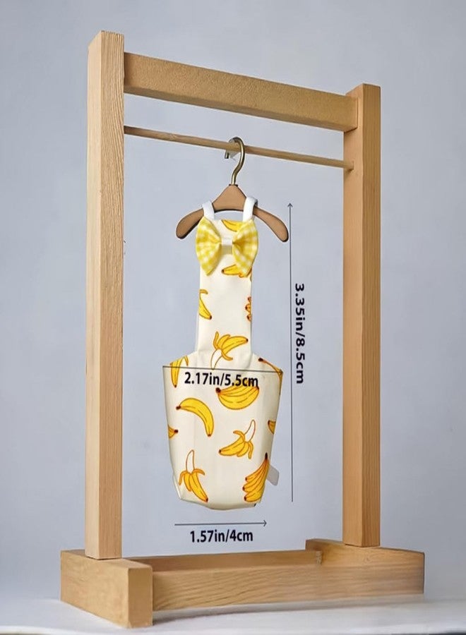 ZIBUYU® 2-Pack Small Parrot & Budgie Flight Suits with Adorable Bow and Banana Prints, Lightweight Comfortable Bird Apparel with Elastic Straps, Washable Reusable Design - Image 2